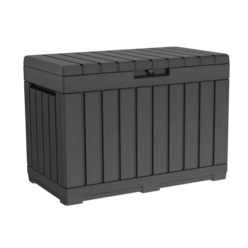 Koll Living Gartenbox, 190 Liter Stauraum, anthrazit - kompakte Aufbewahrungsbox mit viel Platz für Sitzauflagen, Gartengeräte oder Kinderspielzeug - hält den Inhalt trocken & gut belüftet von Koll Living