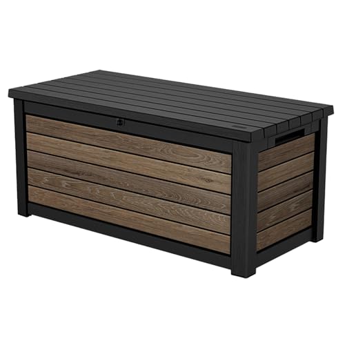 Keter Gartenbox Northwood 623L | 157x72x69 cm | Kunststoff in Holzoptik (Walnuss) | Deckel bis 270 kg belastbar | abschließbar von Koll Living
