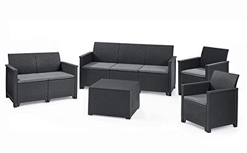 Koll Living Lounge Sets - Verschiedene Ausführungen - Sitzgruppe für den Garten - höchster Sitzkomfort durch ergonomische Rückenlehnen (3er Sofa, 2er Sofa, 2X Sessel & Tisch) von Koll Living