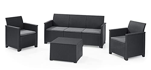 Koll Living Lounge Sets - Verschiedene Ausführungen - hochwertige Sitzgruppe für den Garten - höchster Sitzkomfort durch ergonomische Rückenlehnen (3er Sofa, 2X Sessel & Tisch) von Koll Living