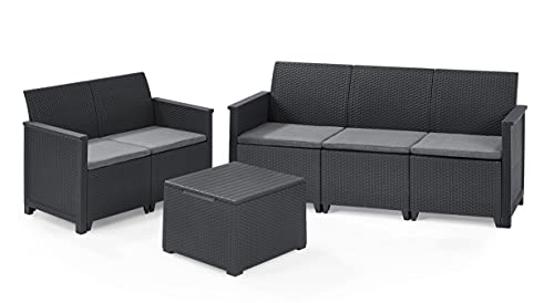 Koll Living Lounge Sets - Verschiedene Ausführungen - hochwertige Sitzgruppe für den Garten - höchster Sitzkomfort durch ergonomische Rückenlehnen (3er Sofa, 2er Sofa & Tisch) von Koll Living