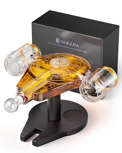 Geburtstagsgeschenke für Männer Vater, Kollea Galaxy Golden Spaceship Whiskey Whisky-Flaschensets, Spacecraft Limited Edition, 2 lustige Shot-Gläser, Geschenkideen für Brüder, Whisky-Flasche für Bar von Kollea