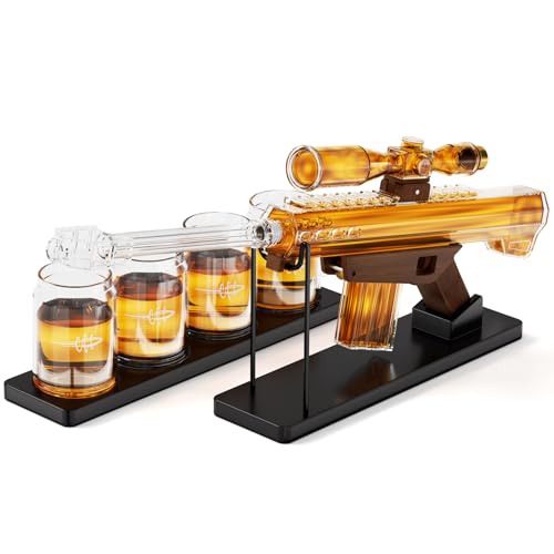 Geschenke für Männer,Kollea 22 Oz Whiskey Dekanter Set und 4 Gläser mit 5 Oz Sichtteleskop,Einzigartige Jahrestag Geburtstag Geschenkideen für Ihn Ehemann Großvater, Cooler Schnapsspender für Home Bar von Kollea