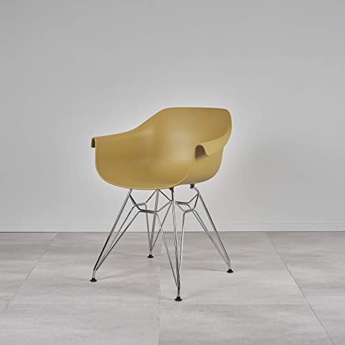 Kollecture Kunststoffstuhl Stuhl mit Chromgestell Skandinavisch Büro Esszimmer CATHÉRINE Farbe Gelb von Kollecture