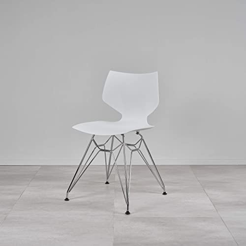 Kollecture Stuhl Esszimmerstuhl Bürostuhl Skandinavisch Chrom Gestell Sitzschale Farben Julien Farbe Weiß von Kollecture