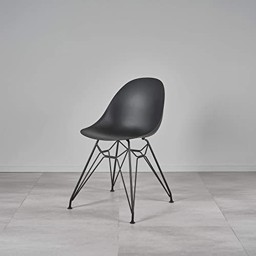 Kollecture Stuhl mit schwarzem Metallgestell Büro Esszimmer Skandi Kunsstoffschale Carine Farbe Schwarz von Kollecture