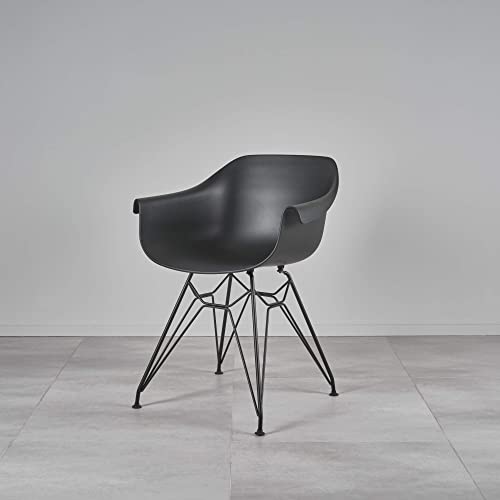 Kollecture Stuhl mit schwarzem Metallgestell Skandi Büro Esszimmer Kunststoff CATHÉRINE Farbe Schwarz von Kollecture