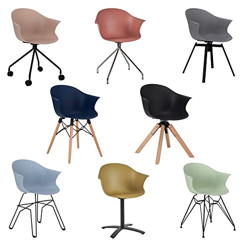 Stuhl Kunststoff Bürostuhl Skandinavisch Verschiedene Beine + Farben Stühle NOÉ Farbe Dunkelblau, Größe Fuß 5 Holz von Kollecture
