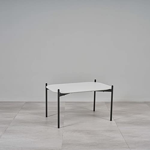 Tisch Wohnzimmer Sofatisch Couchtisch Holz Metall Weiß Grau Schwarz Rechteckig 75x50 Fabrice Farbe Weiß von Kollecture