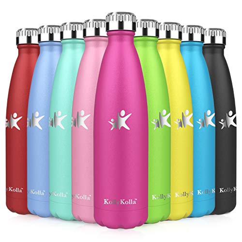 KollyKolla Edelstahl Trinkflasche Kinder, 350ml Thermosflasche Auslaufsicher, Mädchen Jungen Thermoskanne, BPA-Frei, Kohlensäure Geeignet, Wasserflasche für Kinder, Sprudel, Sport, Schule, Camping von KollyKolla