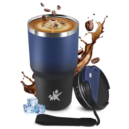 KollyKolla Kaffeebecher 600ml, Thermobecher to Go, BPA-frei, Vakuum Auslaufsicher Thermobecher mit Deckel, Doppelwandig Travel Mug, Isolierbecher für Kinder, Camping, Frauen, Männer, Wandern, Gym von KollyKolla