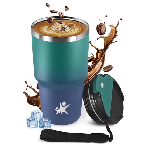 KollyKolla Thermobecher 600ml, Premium Isolierbecher aus Edelstahl, Auslaufsicher Kaffeebecher to Go, BPA-frei, Doppelwandig Travel Mug mit Easy-Clean-Deckel, BPA-frei, für Radfahren, Mädchen von KollyKolla