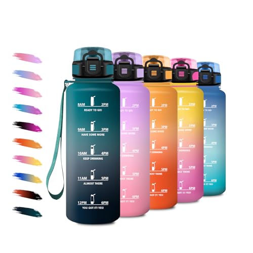 Sport Trinkflasche 1,5L, Sportflasche mit Filte, Kohlensäure Geeignet, Auslaufsicher, Motivierende Wasserflasche mit Zeitmarkierung, Wasserflasche für Fitness, Camping, Fahhrad, Wandern, Sprudel Sport Trinkflasche 1,5L, Sportflasche mit Filte, Kohlensäure Geeignet, Auslaufsicher, Motivierende Wasserflasche mit Zeitmarkierung, Wasserflasche für Fitness, Camping, Fahhrad, Wandern, Sprudel von KollyKolla