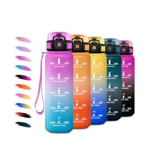 Sport Trinkflasche 1L, Wasserflasche mit Filte, Kohlensäure Geeignet, Auslaufsicher, Motivierende Wasserflasche mit Zeitmarkierung, Sportflasche für Fitness, Camping, Fahhrad, Wandern, Sprudel Sport Trinkflasche 1L, Wasserflasche mit Filte, Kohlensäure Geeignet, Auslaufsicher, Motivierende Wasserflasche mit Zeitmarkierung, Sportflasche für Fitness, Camping, Fahhrad, Wandern, Sprudel von KollyKolla