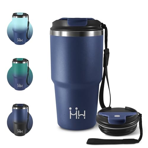 Thermobecher 600ml, Kaffeebecher to Go, Vakuum Auslaufsicher Isolierbecher mit Deckel, BPA-frei, Kohlensäure Geeignet, Edelstahl Doppelwandig isoliert, Perfekt für Camping, Kinder, Büro, Laufen von KollyKolla