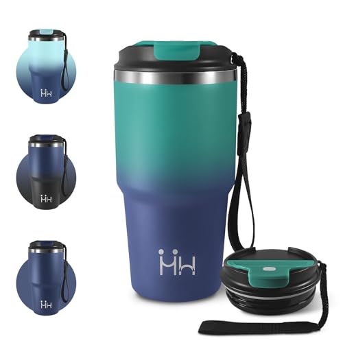 Thermobecher 600ml, Premium Isolierbecher aus Edelstahl, Auslaufsicher Kaffeebecher to Go, Kohlensäure Geeignet, BPA-frei, Doppelwandig Travel Mug mit Deckel, BPA-frei, für Radfahren, Mädchen von KollyKolla