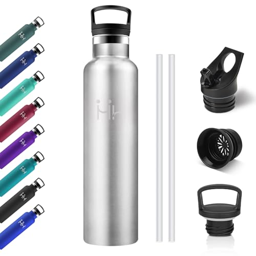 Thermosflasche 1L, Wasserflasche Kohlensäure Geeignet, Auslaufsicher Trinkflasche Edelstahl mit Strohhalm, BPA-frei, Isolierflasche Doppelwandig, Trinkflasche für Laufen, Sprudel, Sprudel, Reisen von KollyKolla