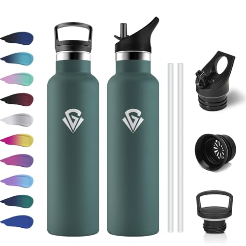 Thermosflasche 750ml, Auslaufsicher Trinkflasche mit Strohhalm, BPA-Frei, Isolierflasche Kohlensäure Geeignet, Doppelwandige Vakuumisolierte, Wasserflasche für Erwachsene, Büro, Laufen, Sprudel von KollyKolla