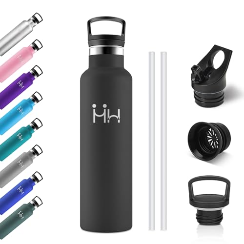 Thermosflasche 750ml, Wasserflasche Kohlensäure Geeignet, Auslaufsicher, Trinkflasche mit Strohhalm, BPA-frei, Doppelwandige Vakuumisolierte, Isolierflasche für Reisen, Camping, Büro, Wandern von KollyKolla