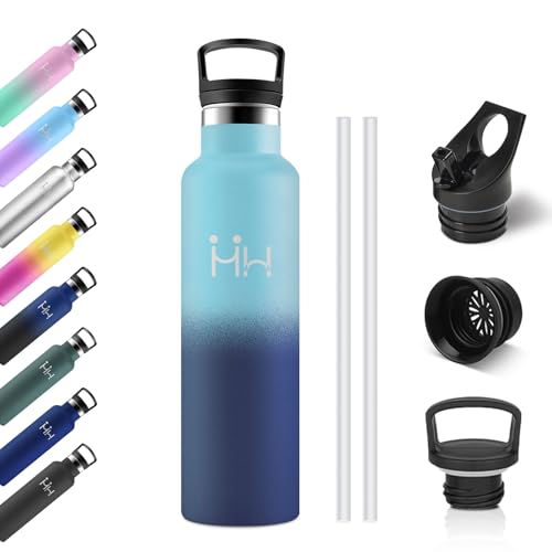Thermosflasche 750ml, Wasserflasche Kohlensäure Geeignet, Auslaufsicher, Trinkflasche mit Strohhalm, BPA-frei, Doppelwandige Vakuumisolierte, Isolierflasche für Reisen, Camping, Büro, Wandern von KollyKolla