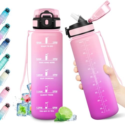 Trinkflasche 1L, Sport Wasserflasche mit Strohhalm, BPA-frei, Trinkflasche mit Zeitmarkierung, Auslaufsicher, Sport Trinkflasche für Gym, Fahrrad, Büro, Outdoor, Erwachsene, Schule, Yoga, Sport Trinkflasche 1L, Sport Wasserflasche mit Strohhalm, BPA-frei, Trinkflasche mit Zeitmarkierung, Auslaufsicher, Sport Trinkflasche für Gym, Fahrrad, Büro, Outdoor, Erwachsene, Schule, Yoga, Sport von KollyKolla
