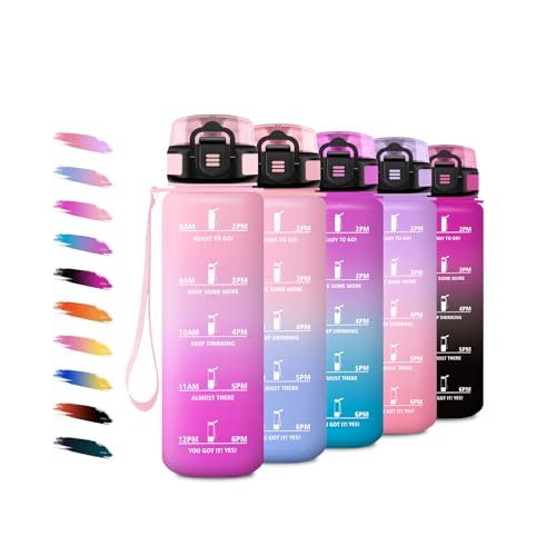 Trinkflasche 1L, Wasserflasche Kohlensäure Geeignet, Trinkflasche mit Filte, Auslaufsicher, Motivierende Wasserflasche mit Zeitmarkierung, Sportflasche für Fitness, Camping, Fahhrad, Wandern, Yoga Trinkflasche 1L, Wasserflasche Kohlensäure Geeignet, Trinkflasche mit Filte, Auslaufsicher, Motivierende Wasserflasche mit Zeitmarkierung, Sportflasche für Fitness, Camping, Fahhrad, Wandern, Yoga von KollyKolla
