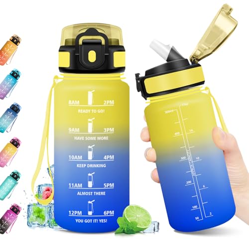 Trinkflasche 500ml, Sport Wasserflasche BPA-frei, Auslaufsicher, Trinkflasche mit Strohhalm & Zeitmarkierung, Ideal für Gym, Yoga, Camping, Fahrrad, Schule, Büro, Erwachsene, Kohlensäure geeignet Trinkflasche 500ml, Sport Wasserflasche BPA-frei, Auslaufsicher, Trinkflasche mit Strohhalm & Zeitmarkierung, Ideal für Gym, Yoga, Camping, Fahrrad, Schule, Büro, Erwachsene, Kohlensäure geeignet von KollyKolla