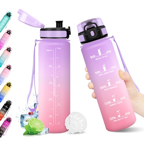 Trinkflasche 500ml, Wasserflasche mit Zeitmarkierung, Trinkflasche mit Filter, Auslaufsicher, BPA-frei, Sportflasche für Fitness, Fahrrad, Büro, Schule, Outdoor, Yoga, Erwachsene, Sprudel geeignet Trinkflasche 500ml, Wasserflasche mit Zeitmarkierung, Trinkflasche mit Filter, Auslaufsicher, BPA-frei, Sportflasche für Fitness, Fahrrad, Büro, Schule, Outdoor, Yoga, Erwachsene, Sprudel geeignet von KollyKolla