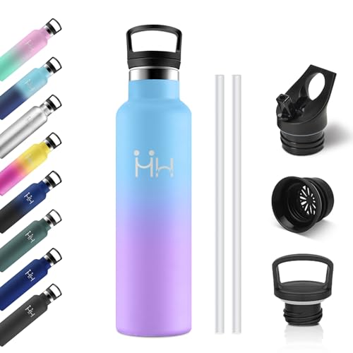 Trinkflasche 750ml, Auslaufsicher Wasserflasche Kohlensäure Geeignet, BPA-Frei, Wasserflasche mit Strohhalm, Doppelwandige Vakuumisolierte, Isolierflasche für Büro, Sprudel, Schule, Reisen, Wandern von KollyKolla
