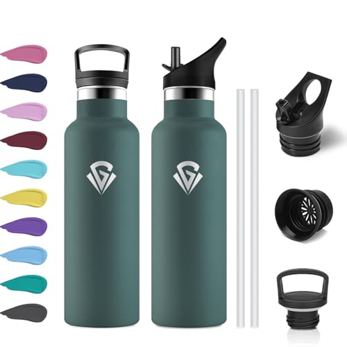 Trinkflasche Edelstahl Kinder 500ml, Auslaufsicher Trinkflasche mit Strohhalm, BPA-Frei, Kohlensäure Geeignet, Isolierflasche Doppelwandig, Wasserflasche für Schule, Reisen, Laufen, Fahrrad, Büro von KollyKolla