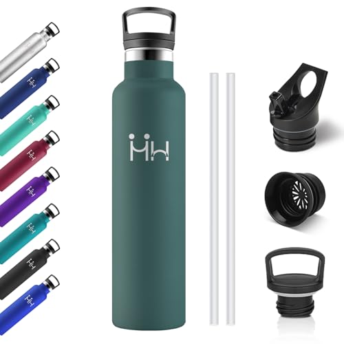 Trinkflasche Sport 1L, Thermosflasche Kohlensäure Geeignet, Auslaufsicher Wasserflasche mit Strohhalm, BPA-frei, Doppelwandige Vakuumisolierte, Isolierflasche für Sprudel, Camping, Reisen, Fahrrad von KollyKolla