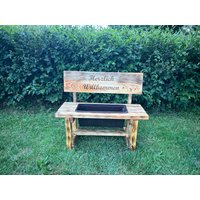 Blumenbänkchen - Blumenbank Personalisiert Deko Blumenständer Holzbank Bank von KolodzikDE