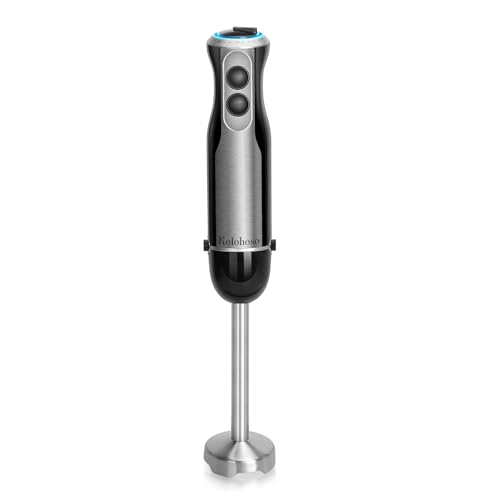 Kolohoso 1000W Stabmixer, Pürierstab mit 20 einstellbaren Geschwindigkeiten und Turbo-Modi, Stabmixer Set mit 4 Klingen aus rostfreiem Stahl, Hand Mixer mit Ergonomisches Design und Spritzschutz von Kolohoso