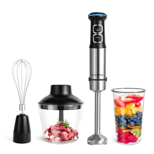 Kolohoso 1500W Stabmixer, 4 in 1 Stabmixer Set Professioneller, Pürierstab mit 21 einstellbaren Geschwindigkeiten, Elektrische Stabmixer mit 800ML Messbecher, Schneebesen von Kolohoso