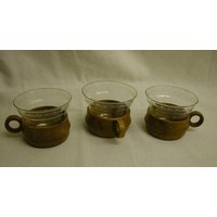 Vintage 3 Teegläser Mit Holzglashaltern 60Er Vintage 3 Teegläser Mit Holzglashaltern 60Er von KolonialwarenShop