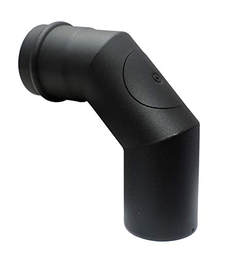 Kolor-Knajp Pelletrohr DN 80 mm Rauchrohr Pellet Ofenrohr T-Stück Bogen Rosette Wandfutter Kamine Zubehör Rohr Bogen T-Stück Kaminhaube Rosette (Bogen 90° Reinigungsöffnung) von Kolor-Knajp