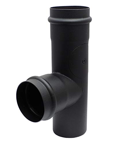 Kolor-Knajp Pelletrohr DN 80 mm Rauchrohr Pellet Ofenrohr T-Stück Bogen Rosette Wandfutter Kamine Zubehör Rohr Bogen T-Stück Kaminhaube Rosette (T-Stück 90° Reinigungsöffnung) von Kolor-Knajp