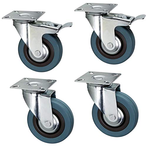 SET 4 Stück Transportrollen Laufrollen Möbelrollen 50 mm 75 mm 100 mm (50 mm, 2x ohne Bremse + 2x mit Bremse) von Kolor-Knajp