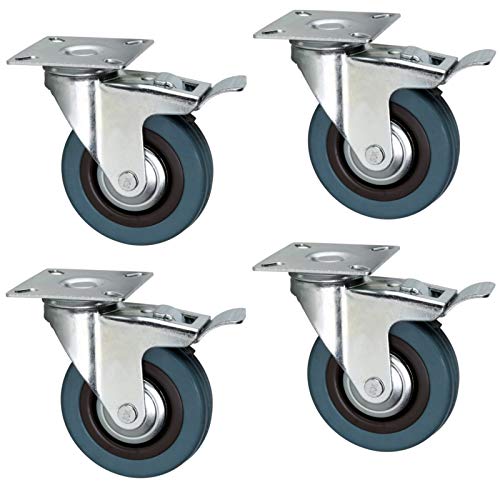 SET 4 Stück Transportrollen Laufrollen Möbelrollen 50 mm 75 mm 100 mm (75 mm, 4x mit Bremse) von Kolor-Knajp