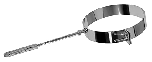 Kolor Edelstahl Rauchrohr Kaminaufsatz Ofenknie Ofenrohr Abgasrohre Rosette Regenhut Rohr Bogen T-Stück Kaminhaube Grundplatte (DN 120 mm, Montageschelle mit Dübel) von Kolor