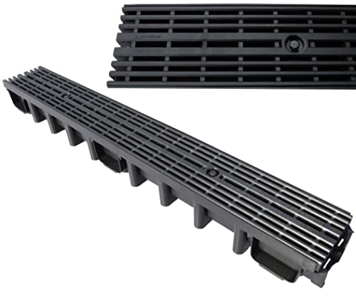 Entwässerungsrinne 63 98 mm Bodenrinne 1 bis 10 Meter Lang Terrassenrinne Regenrinne Hofablauf (2 x 1 Meter, Kunststoff bis 1,5t (63 mm Tief)) von Kolor