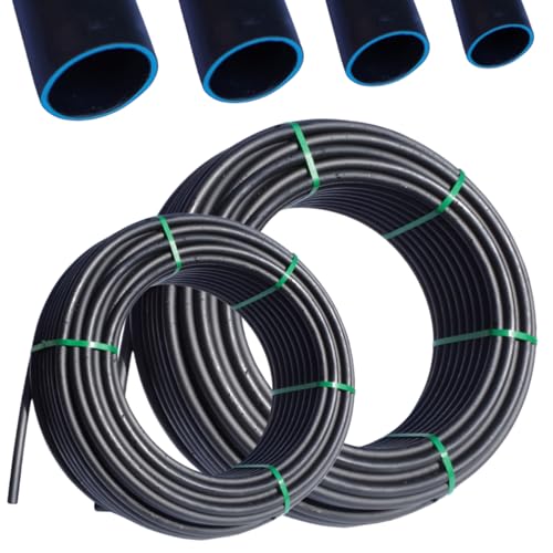Kolor Neu 3-Lagig PE Rohr PN6 (6 Bar) Verlegerohr Wasserleitung 20mm 25mm 32mm Versorgungsleitung Bewässerung PE-Rohrleitung Druckrohr unterirdisch u oberirdisch (25 mm x 10 Meter) von Kolor