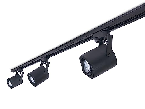 KOLORENO Steka Cubo Schienenleuchte - LED Seilleuchte Schienensystem - Schiene mit 3x GU10 Strahler- Dekorative Lampe Deckenstrahler - LED-Innenlampe - 1,5 m Lange Schiene - Schwarz von KOLORENO