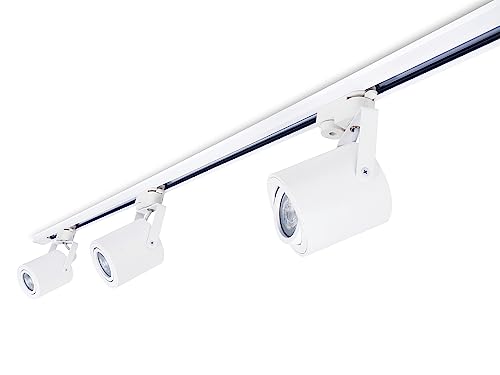 KOLORENO Steka Cubo Schienenleuchte - LED Seilleuchte Schienensystem - Schiene mit 3x GU10 Strahler- Dekorative Lampe Deckenstrahler - LED-Innenlampe - 1,5 m Lange Schiene - Weiß von KOLORENO