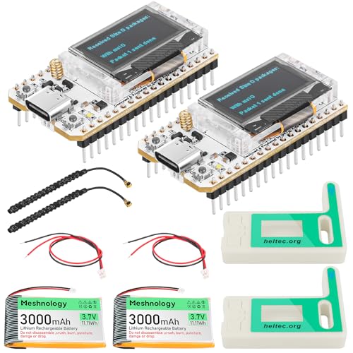 2 Pack ESP32 LORA V3 Modulplatine mit 3000mAh Akku Set - mit 915MHz Antenne und SX1262 LORA V3 CASE Geräten für Meshtastic AR Duino Lorawan IoT 2 Pack ESP32 LORA V3 Modulplatine mit 3000mAh Akku Set - mit 915MHz Antenne und SX1262 LORA V3 CASE Geräten für Meshtastic AR Duino Lorawan IoT von Kolrid