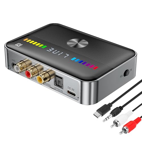 Bluetooth 5.3 Transmitter Receiver 2-in-1 Bluetooth Adapter HiFi Audio Bluetooth Empfänger mit LED Anzeige und NFC 3,5mm AUX RCA Optischer Koaxial USB für PC/TV/Auto Bluetooth 5.3 Transmitter Receiver 2-in-1 Bluetooth Adapter HiFi Audio Bluetooth Empfänger mit LED Anzeige und NFC 3,5mm AUX RCA Optischer Koaxial USB für PC/TV/Auto von Kolrid