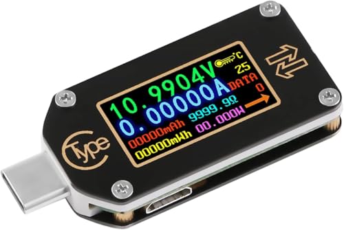 Typ-C USB Tester Meter Voltmeter USB Multimeter Spannung Strom USB Spannungsprüfer Bluetooth PD Amperemeter Messgerät 2-Wege 0,96-Zoll IPS Farb LCD Display TC66C von Kolrid