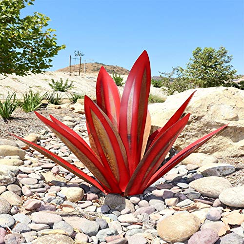 Gartenfiguren für Außen, Agaven Deko Gartendeko für Gärten Innenhöfe Balkone Park Metall Tequila Rustikale Skulptur Höhe 65cm von Koly-Hundebett