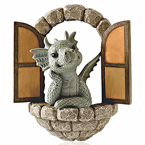 Kolylong® Schöne Hof Drachenskulptur, Drachen dekorative Skulptur Harz Home Decors Garten Ornamente für Garten, Balkon oder Outdoor Harz Handwerk von Koly-Hundebett