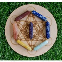 Set Von 7 Chakra Double Terminated Crystal Points Point Bleistifte Handgeschnitten Für Grid von KomalCrystals